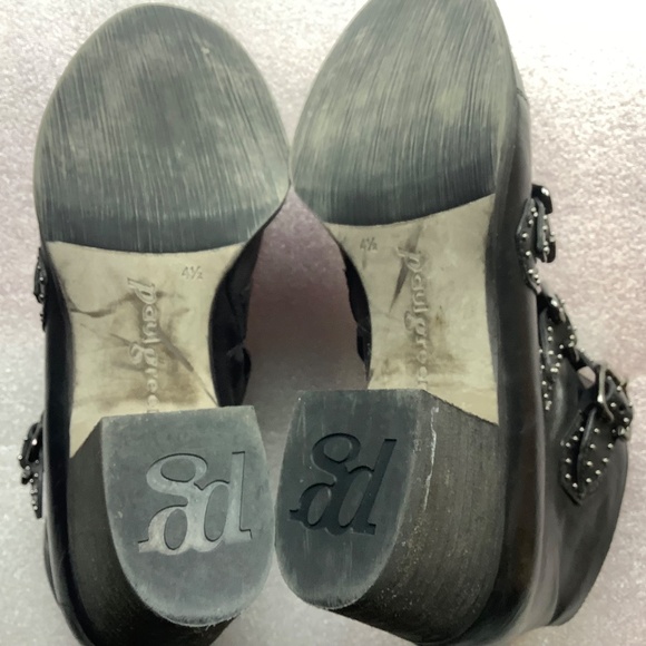 Paul Green Boots Soho Moto Silver Studded Black Leather Buckle Size 7 - Picture 7 of 7